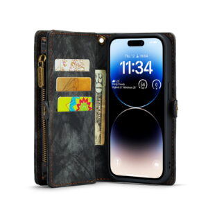 Caseme iPhone 14 Pro hoesje - Vintage Portemonnee Zwart 4
