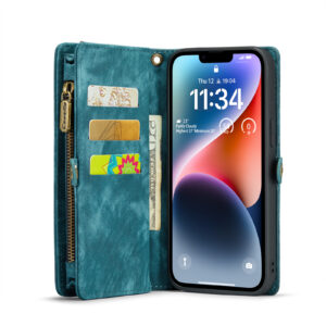 Caseme iPhone 14 hoesje - Vintage Portemonnee Blauw 4