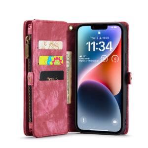 Caseme iPhone 14 hoesje - Vintage Portemonnee Rood 4