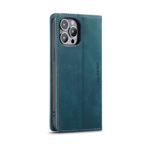 Caseme retro bookcase iPhone 14 Pro Max hoesje - Blauw 4