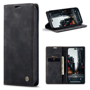 Caseme retro bookcase iPhone 14 Pro Max hoesje - Zwart 1