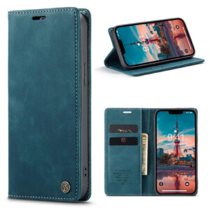 Caseme retro bookcase iPhone 14 hoesje - Blauw 1