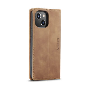 Caseme retro bookcase iPhone 14 hoesje - Bruin 4