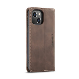 Caseme retro bookcase iPhone 14 hoesje - Koffie 4