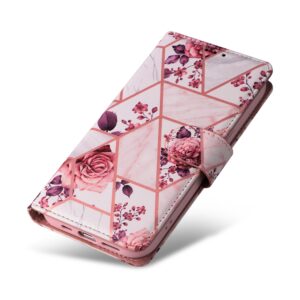 Marmer bookcase iPhone 14 Pro hoesje - Rosegoud 4