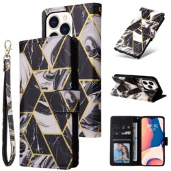 Marmer bookcase iPhone 14 hoesje - Zwart