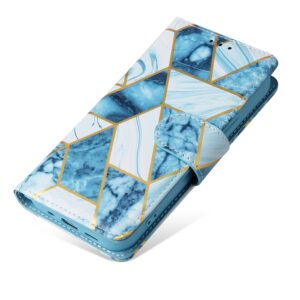 Marmer bookcase iPhone 14 hoesje - Blauw 4