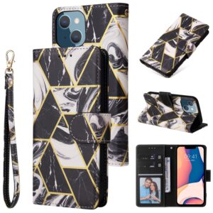 Marmer bookcase iPhone 14 Plus hoesje – Zwart