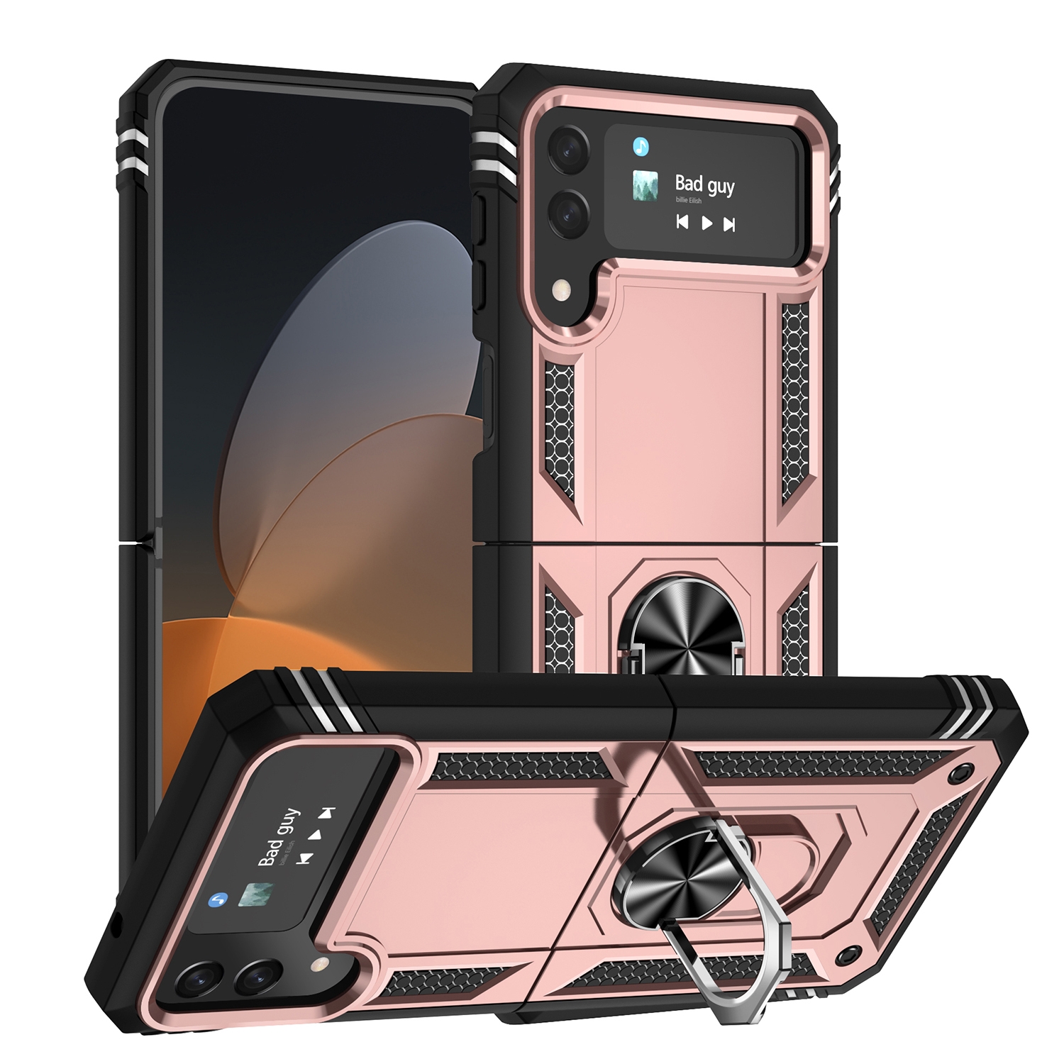 variatie Samsung Galaxy Z Flip 4 Ringhouder Hoesje – Roségoud