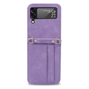 Samsung Z Flip 4 Pu-Leren Hoesje met koord - Paars 2