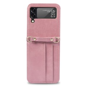 Samsung Z Flip 4 Pu-Leren Hoesje met koord - Roze 2