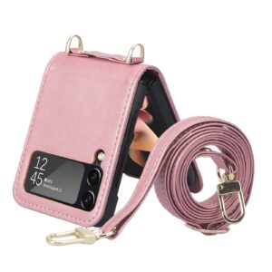 Samsung Z Flip 4 Pu-Leren Hoesje met koord - Roze 3