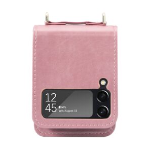 Samsung Z Flip 4 Pu-Leren Hoesje met koord - Roze 4
