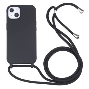 Siliconen hoesje met koord iPhone 14 Plus – Zwart