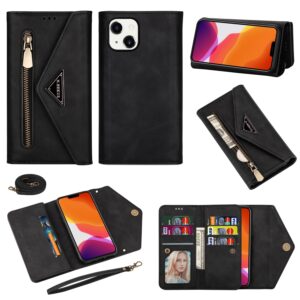 iPhone 14 Fashion wallet hoesje cross body - Zwart 1