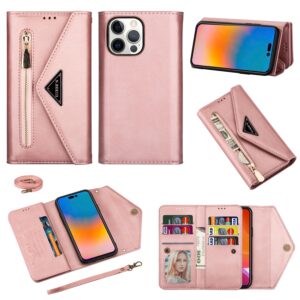 iPhone 14 Pro Max Fashion wallet hoesje cross body – Roségoud