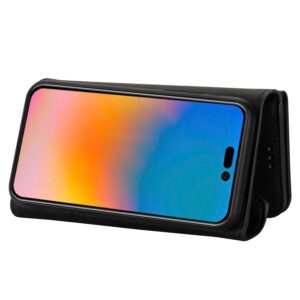 iPhone 14 Pro Fashion wallet hoesje cross body - Zwart 4