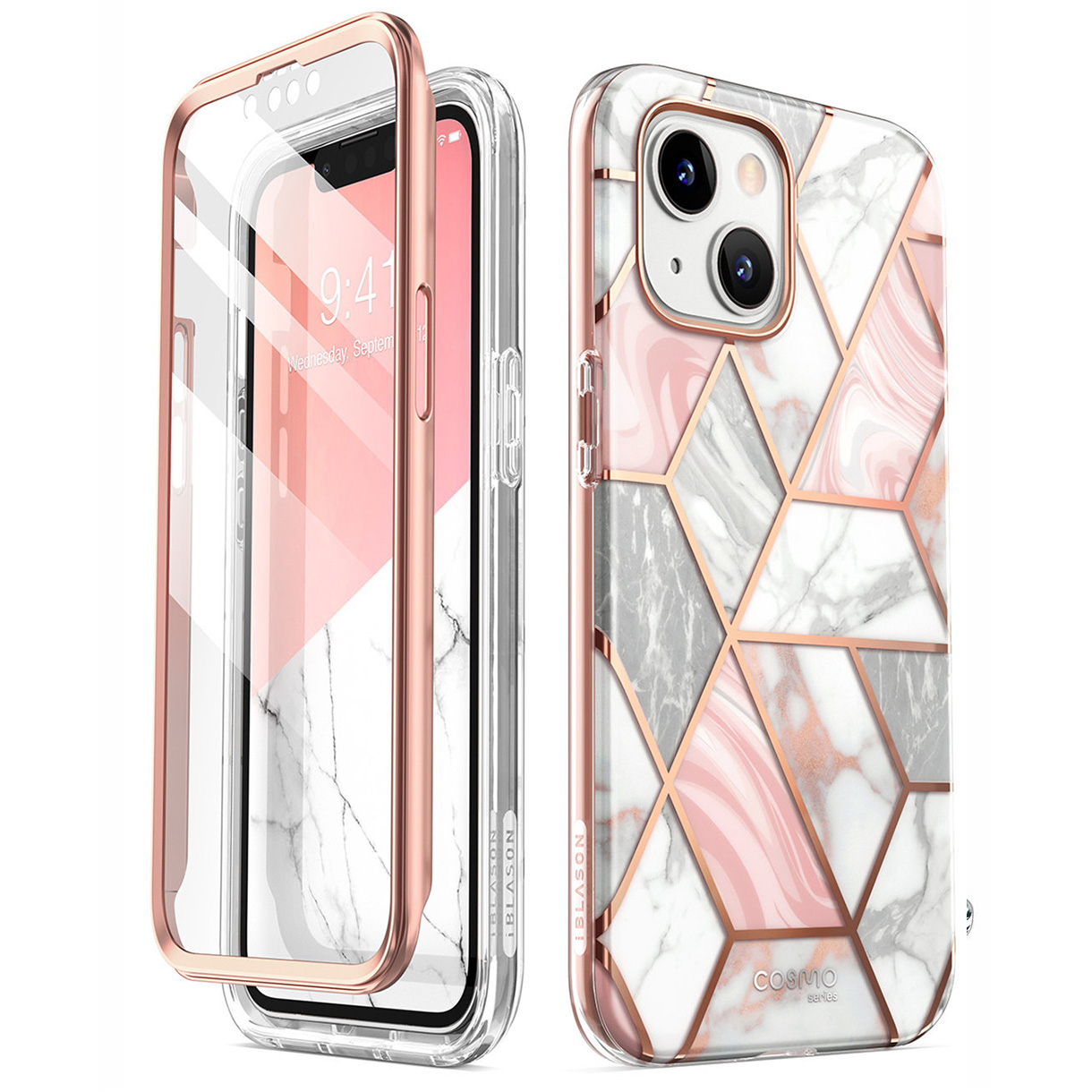 variatie Cosmo 360 Backcase met Screenprotector iPhone 14 Plus – Marmer