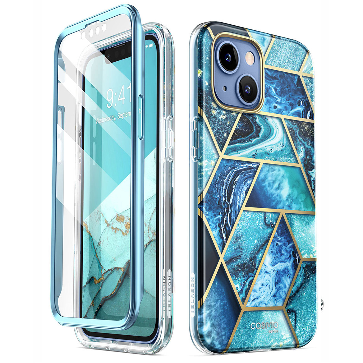 Cosmo 360 Backcase met Screenprotector iPhone 14 - Ocean 1