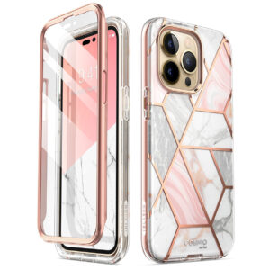 Cosmo 360 Backcase met Screenprotector iPhone 14 Pro Max – Marmer