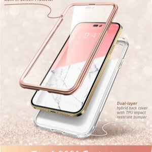 Cosmo 360 Backcase met Screenprotector iPhone 14 Pro - Marmer 2