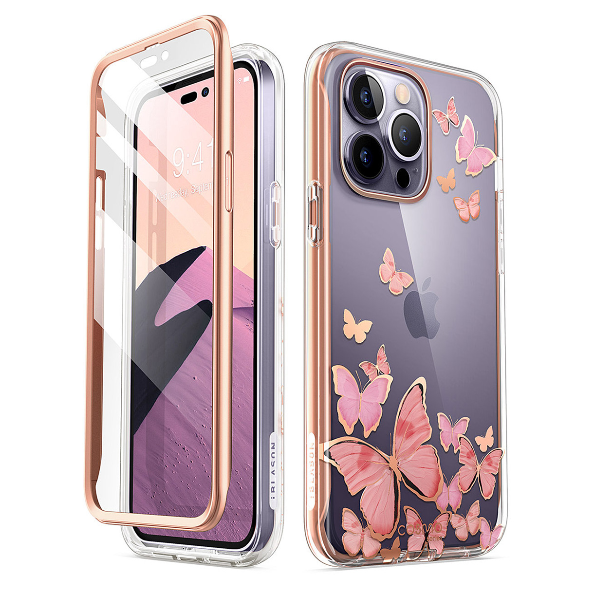 variatie Cosmo 360 Backcase met Screenprotector iPhone 14 Pro – Vlinders