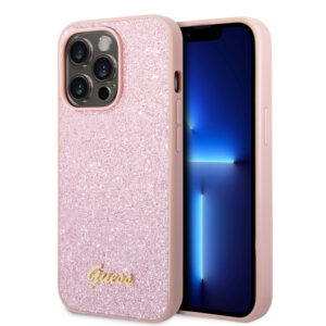 Guess Glitter Flakes iPhone 14 Pro Max hoesje - Roze 1