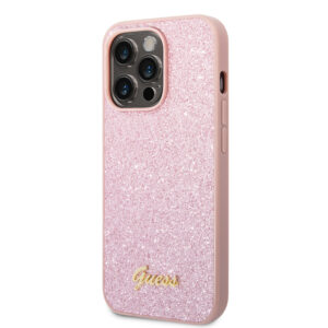 Guess Glitter Flakes iPhone 14 Pro Max hoesje - Roze 2