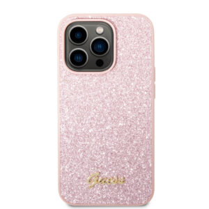 Guess Glitter Flakes iPhone 14 Pro Max hoesje - Roze 3