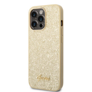 Guess Glitter Flakes iPhone 14 Pro hoesje - Goud 2