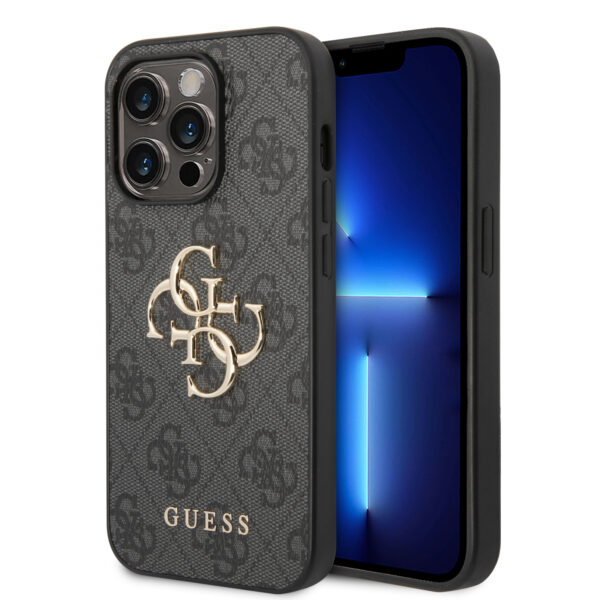 Guess Golden Logo iPhone 14 Pro Max Hoesje - Grijs 1