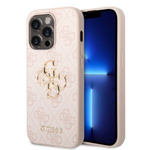 Guess Golden Logo iPhone 14 Pro Max Hoesje - Roze 1