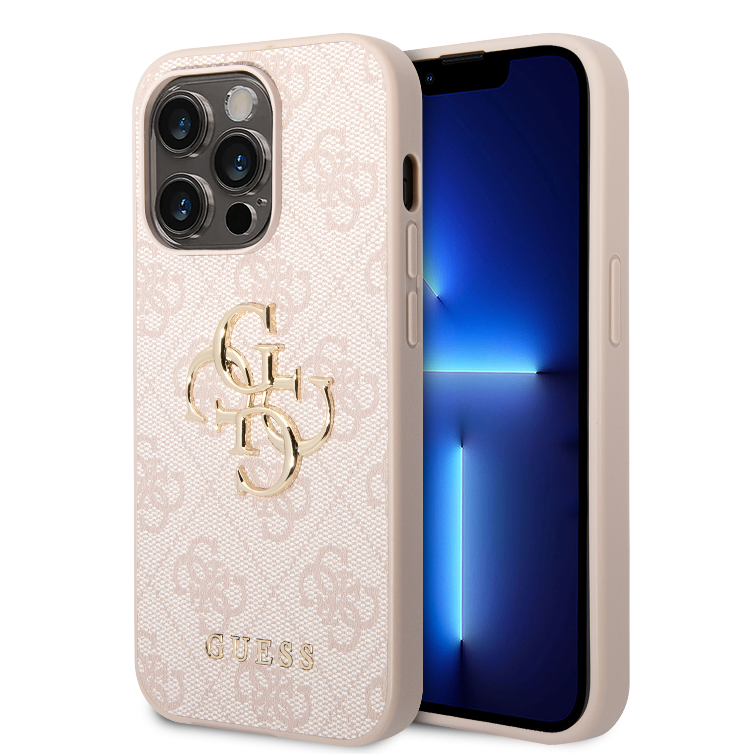 variatie Guess Golden Logo iPhone 14 Pro Hoesje – Roze