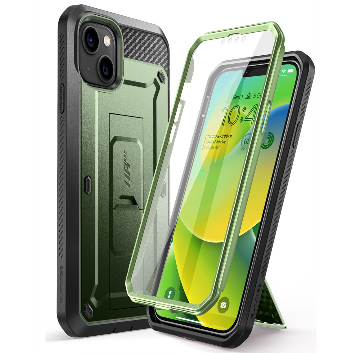 variatie Supcase 360 Backcase hoesje met screenprotector iPhone 14 – Groen