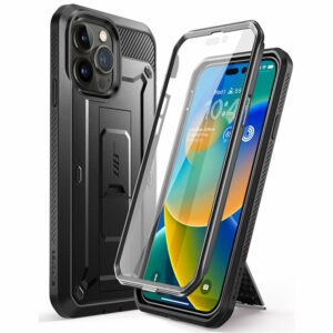 Supcase 360 Backcase hoesje met screenprotector iPhone 14 Pro – Zwart