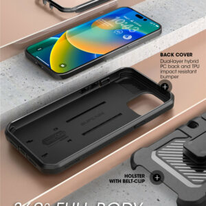 Supcase 360 Backcase hoesje met screenprotector iPhone 14 Pro Max - Zwart 4