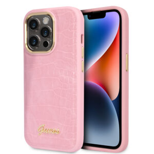 Guess PU Backcover iPhone 14 Pro Max hoesje - Roze Croco 1