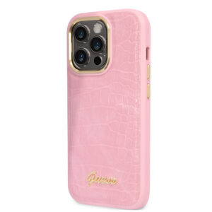 Guess PU Backcover iPhone 14 Pro Max hoesje - Roze Croco 2