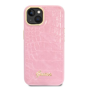 Guess PU Backcover iPhone 14 hoesje - Roze Croco 3