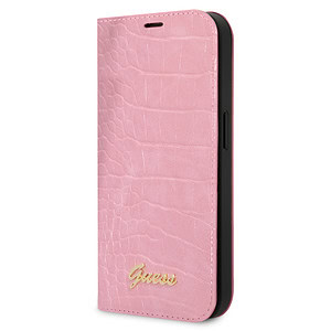 Guess PU Bookcase iPhone 14 Pro hoesje – Roze Croco