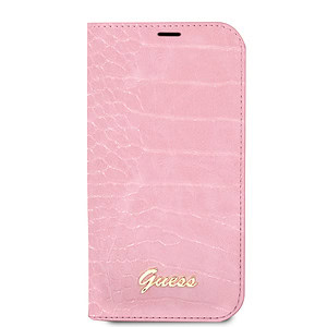 Guess PU Bookcase iPhone 14 hoesje - Roze Croco v3