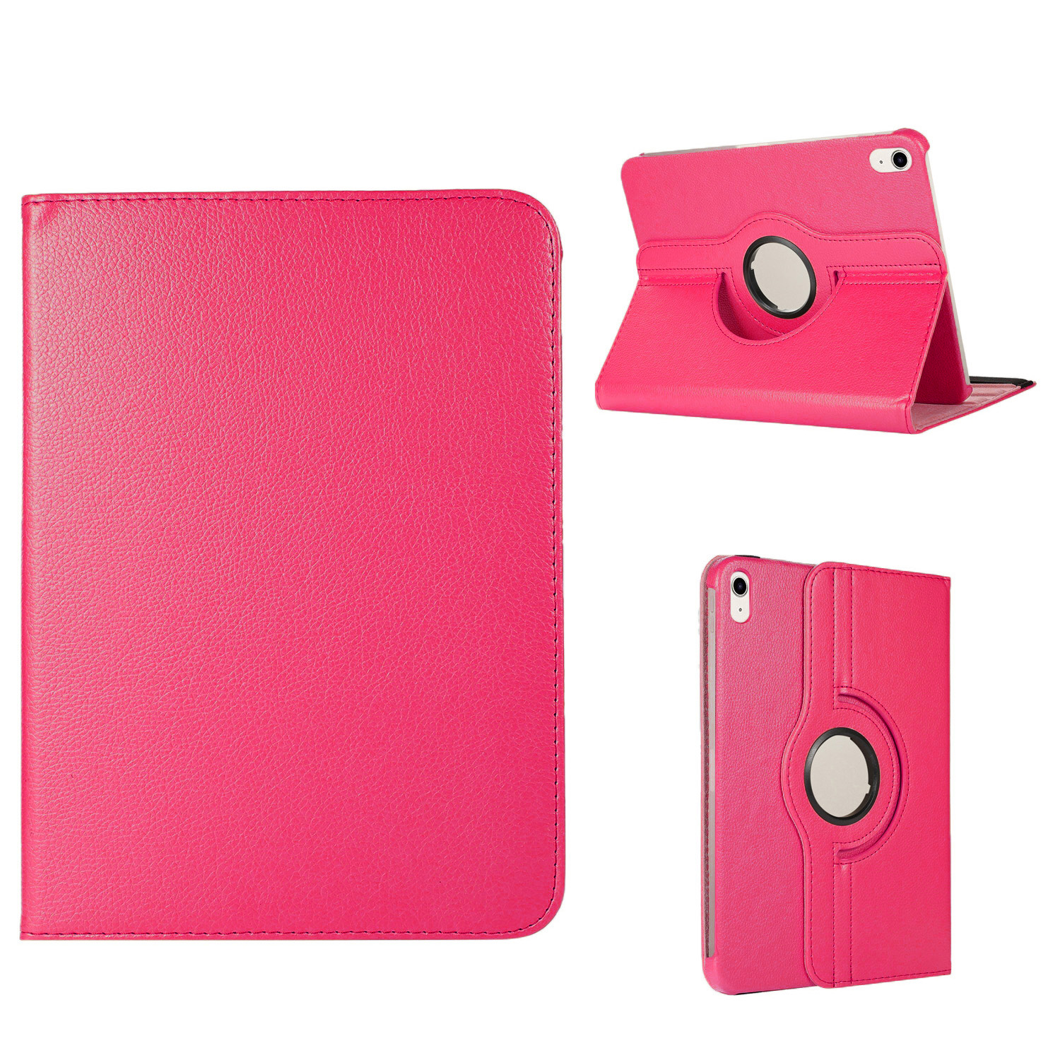 variatie iPad 10 Hoes – 10e Generatie – 2022 – Case Cover – 10.9 Inch – Bookcase – 360 Graden Draaibaar – Roterend Hoesje – Donkerroze