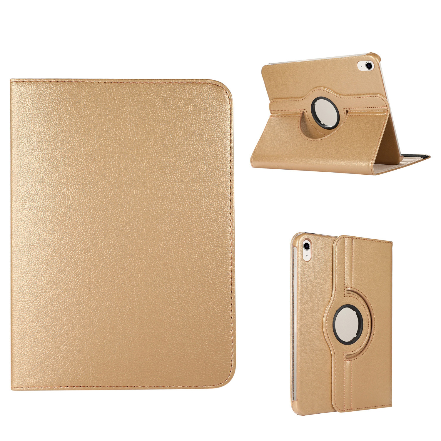 variatie iPad 10 Hoes – 10e Generatie – 2022 – Case Cover – 10.9 Inch – Bookcase – 360 Graden Draaibaar – Roterend Hoesje – Goud