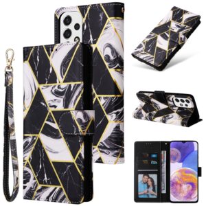 Marmer bookcase Samsung Galaxy A23 hoesje – Zwart