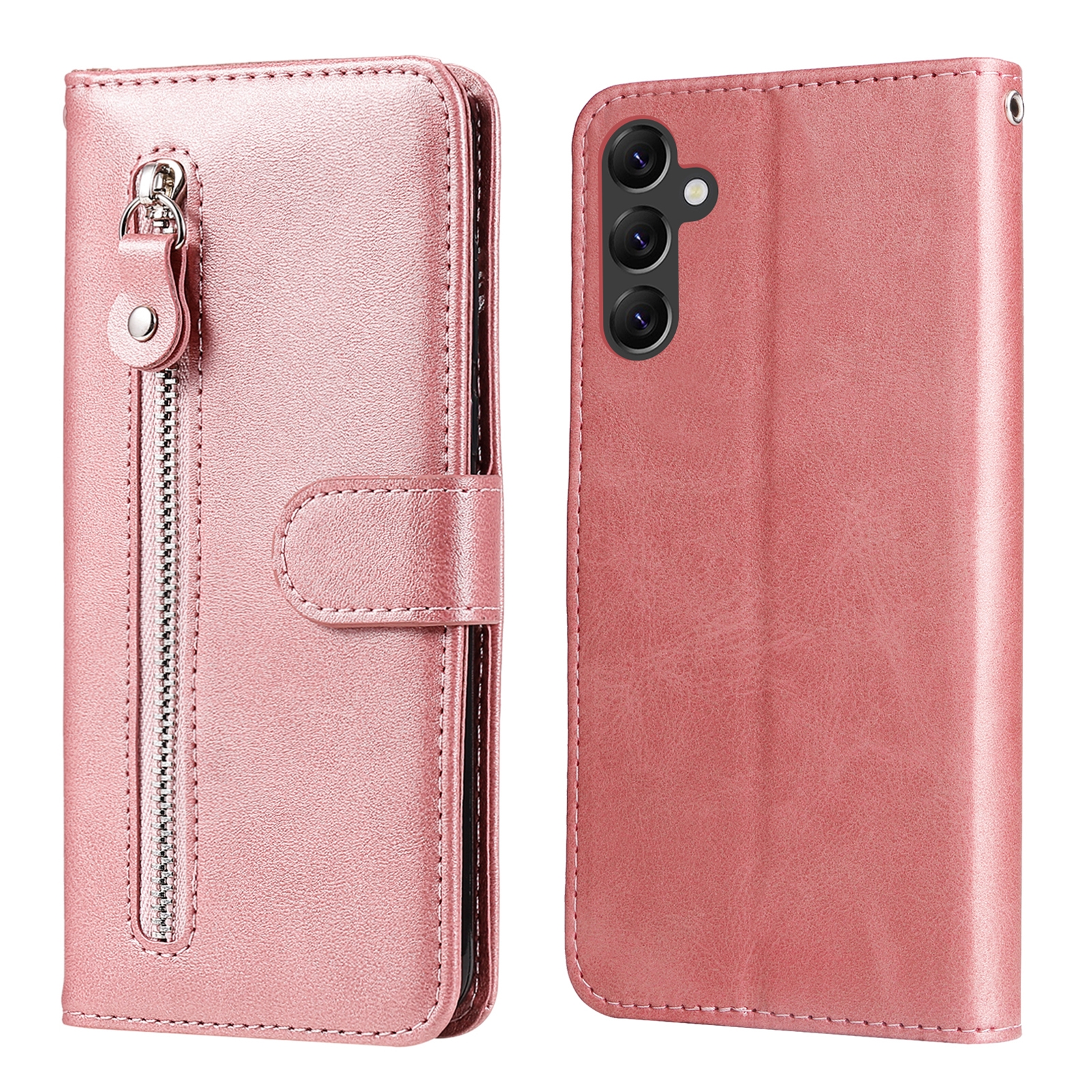 Boekmodel hoesje met rits Samsung A14 - Rosegoud