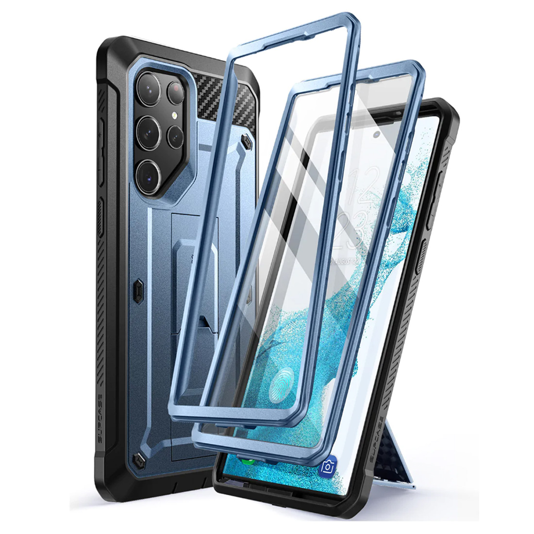 variatie Supcase Backcase hoesje Samsung Galaxy S23 Ultra – Met en zonder screen protector – Blauw