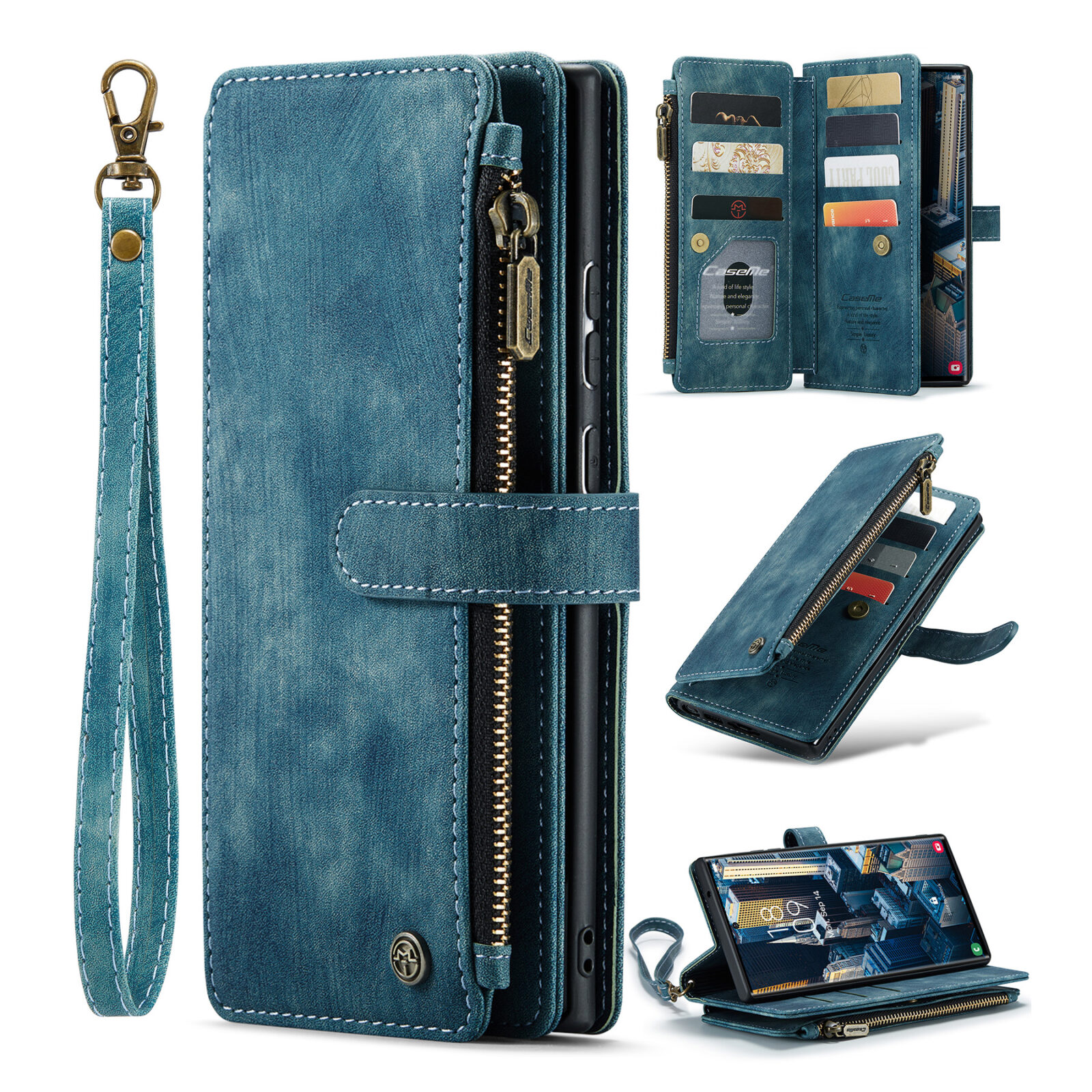 CaseMe Samsung Galaxy S23 Ultra wallet hoesje - Blauw