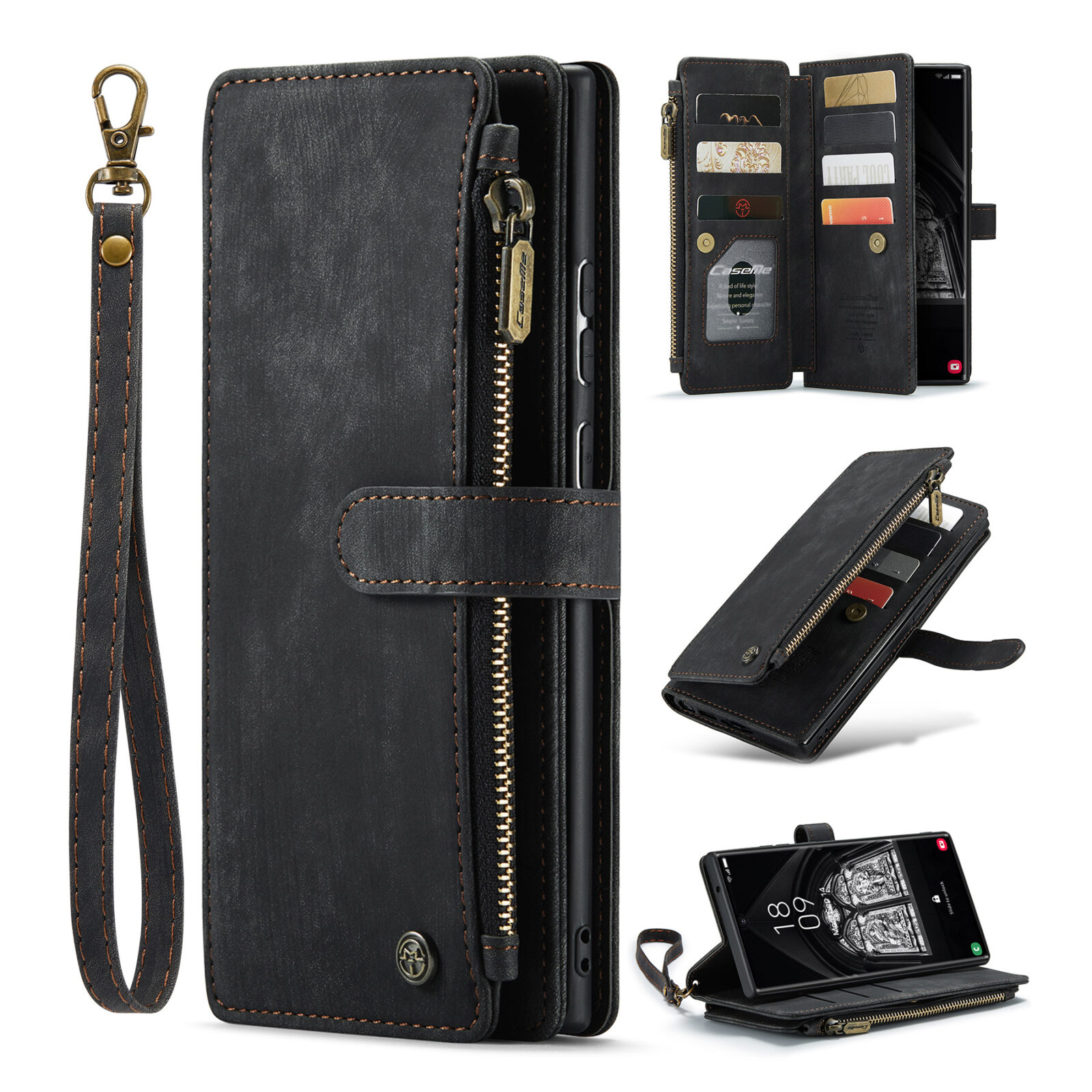 CaseMe Samsung Galaxy S23 Ultra wallet hoesje - Zwart 1