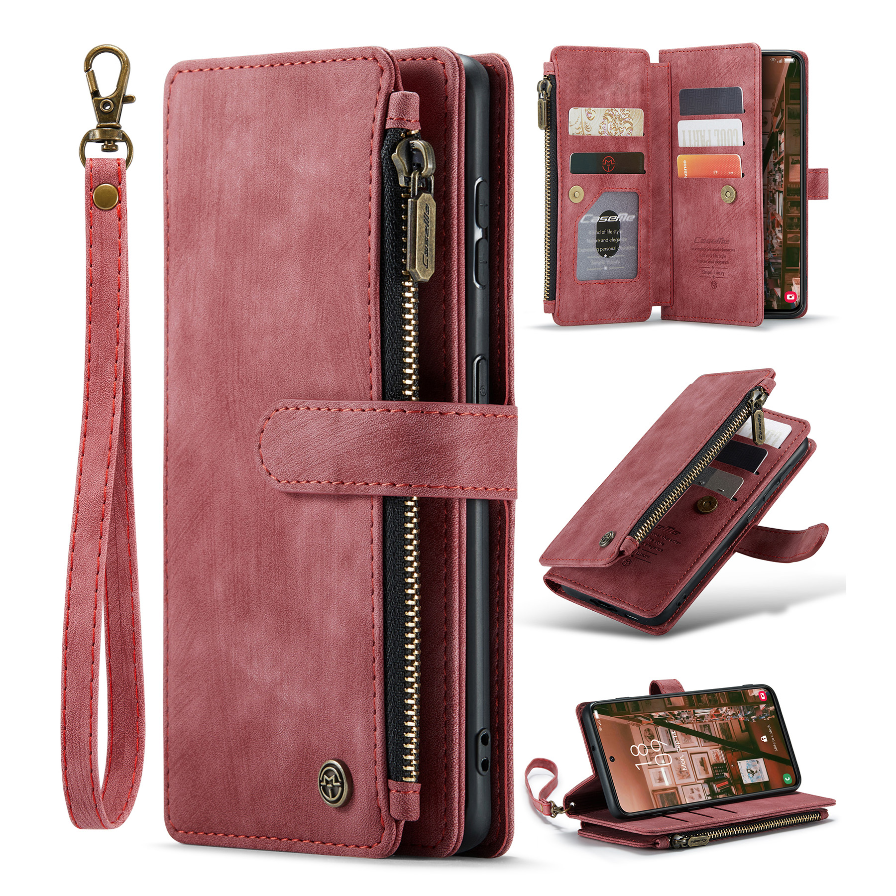 variatie CaseMe Samsung Galaxy S23 Plus wallet hoesje – Rood