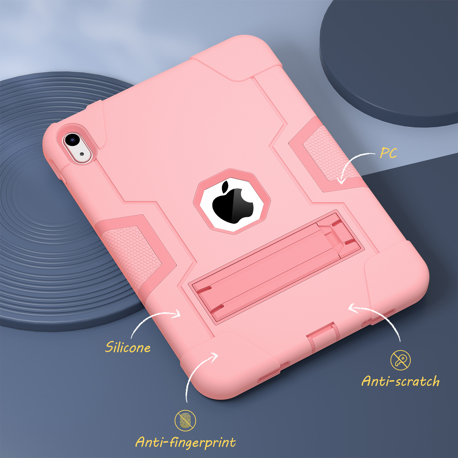 CACOE 360 Roterende Case voor iPad (A16) 11e/10e Generatie met Potlood Houder 2025/2022 11/10.9 inch, Shockproof Cover voor iPad 11/10 Gen met Standaard, Hemelsblauw